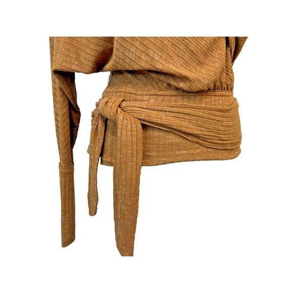 NWT We the Free East Coast Top Ribbed Spice Surplice V-Neck Waist Tie SZ XS - Picture 9 of 16